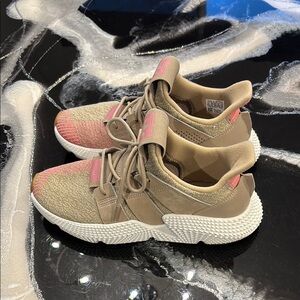 Adidas Women's Beige and Pink Sneakers